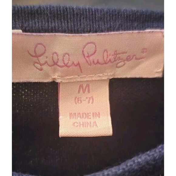 Lilly Pulitzer Sweater Girls Medium Blue Mini Ramona Caftan Fringe Coastal - Picture 3 of 7